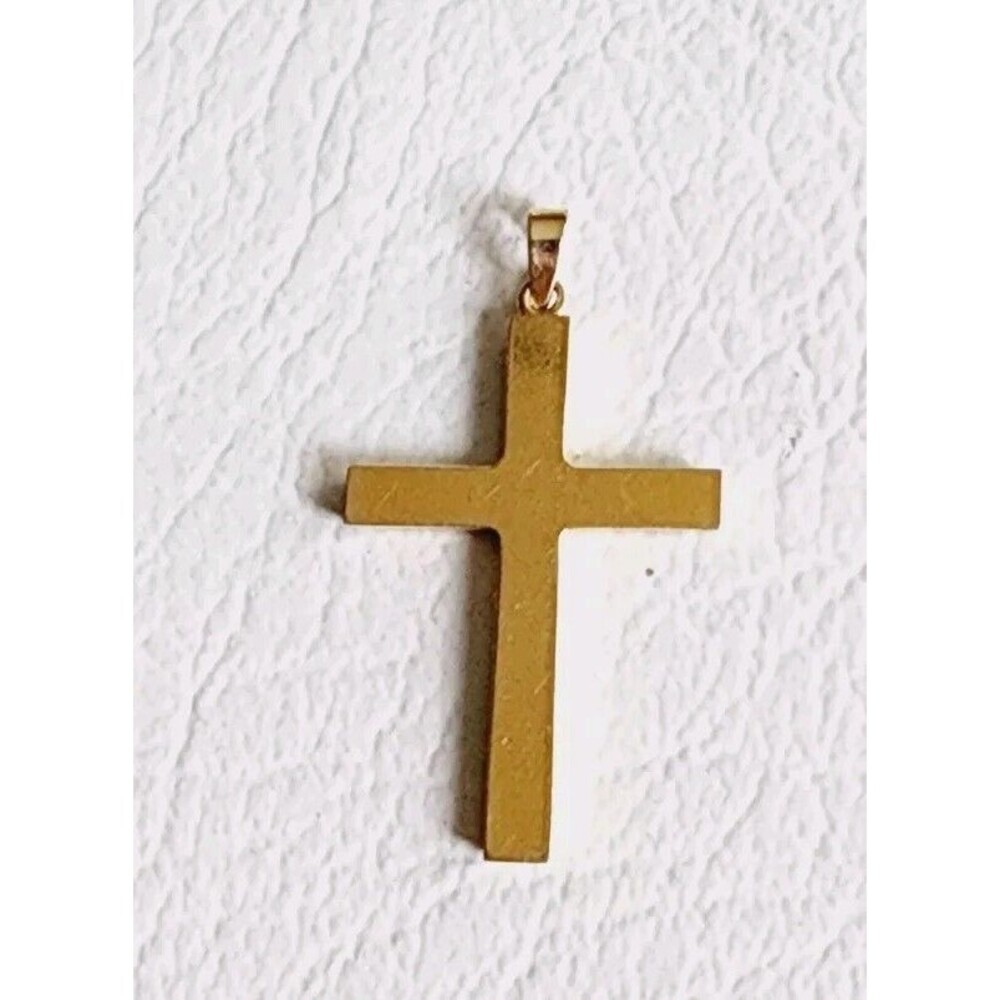 14K Yellow Gold Hollow Gold Cross CJC Pendant Charm 1.18g 1.35"